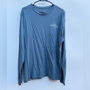 Quiksilver Watermen Collection Spell Out Long Sleeve Blue Shirt Size XL